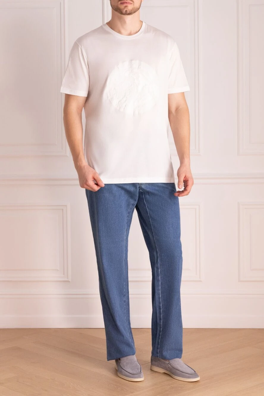 Brioni man cotton and polyester jeans blue for men купить с ценами и фото 151096 - photo 1