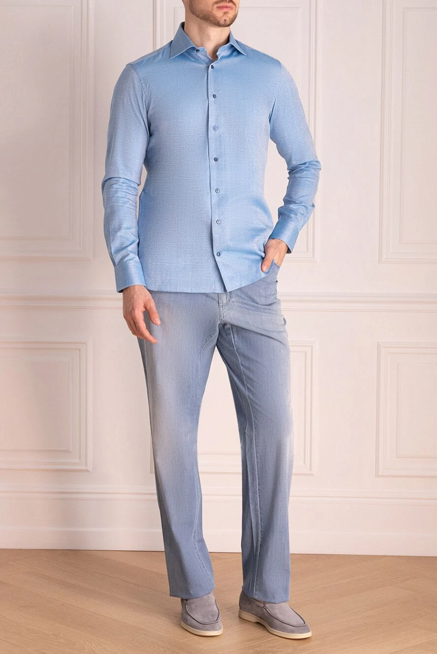 Brioni man blue cotton jeans for men купить с ценами и фото 151097 - photo 1