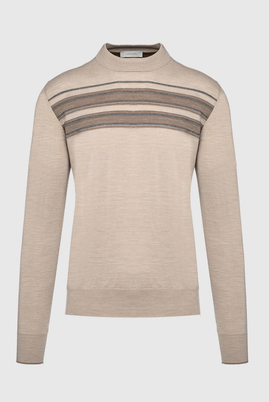 Cortigiani man men's jumper with a high stand-up collar made of wool, beige купить с ценами и фото 151239 - photo 1