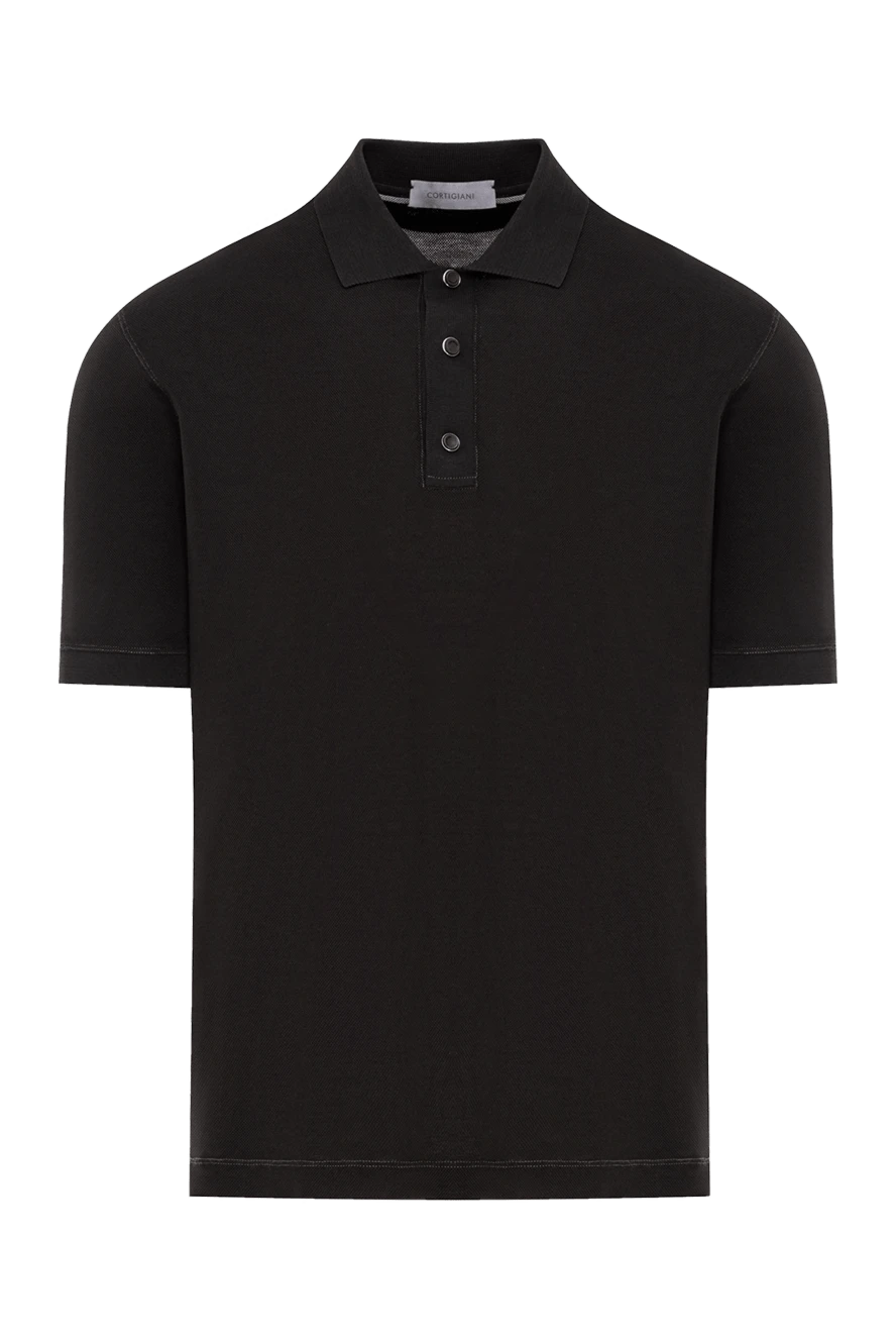 Cortigiani бежевое хлопковое поло с голубыми манжетами и планкой
151252 - фото 1