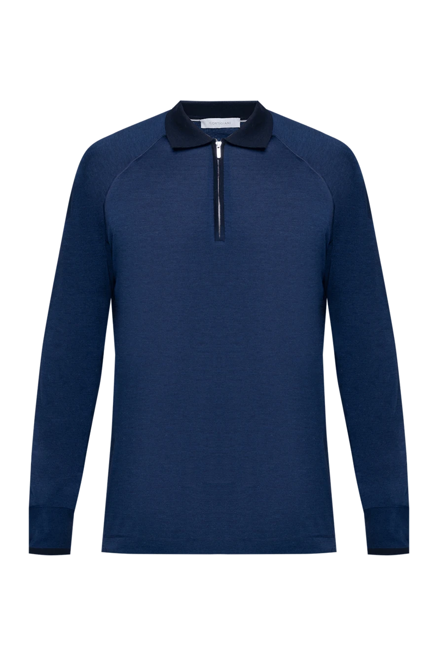 Cortigiani man silk long sleeve polo blue for men купить с ценами и фото 151277 - photo 1