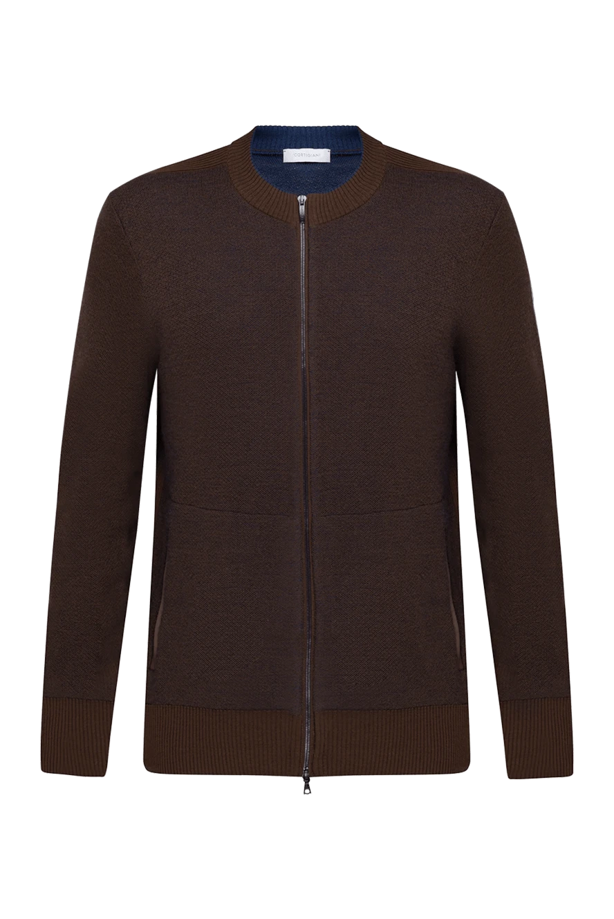 Cortigiani man men's cardigan made of cashmere, wool and silk, brown купить с ценами и фото 151293 - photo 1