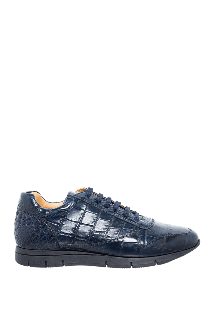 Cesare di Napoli man blue crocodile leather sneakers for men купить с ценами и фото 151546 - photo 1