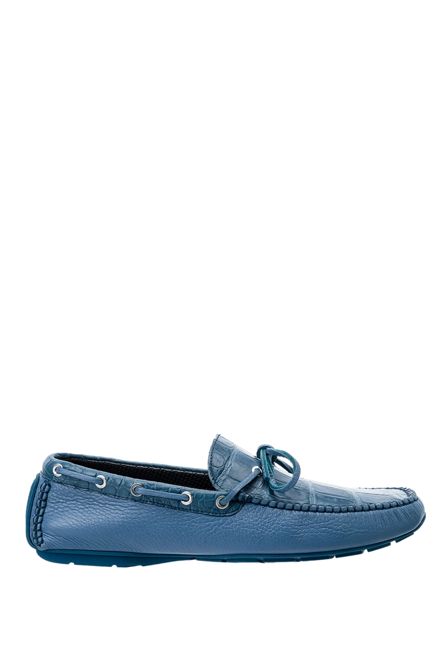 Cesare di Napoli man men's moccasins made of genuine leather and crocodile skin blue купить с ценами и фото 151550 - photo 1