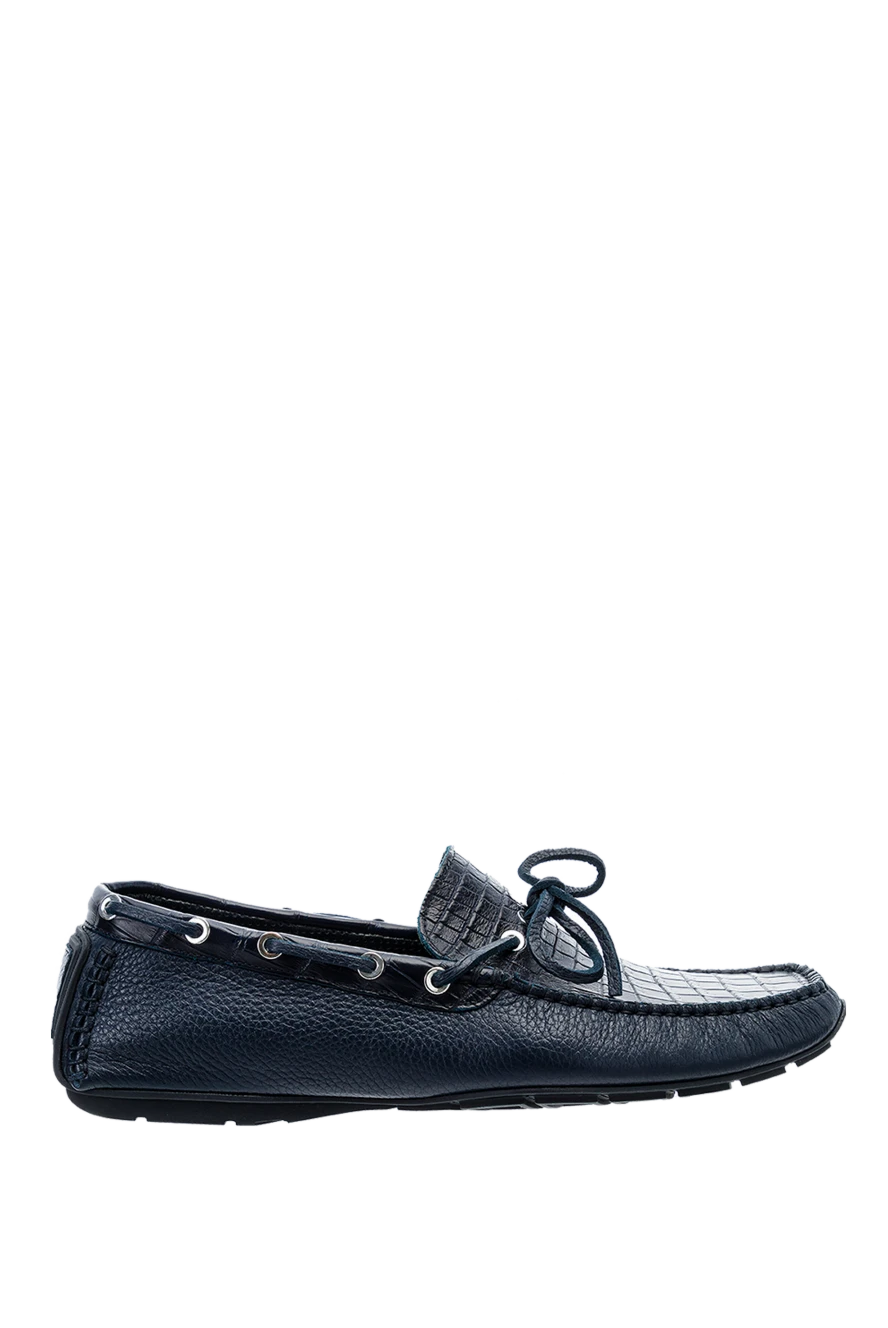 Cesare di Napoli man men's moccasins made of genuine leather and crocodile skin blue купить с ценами и фото 151551 - photo 1