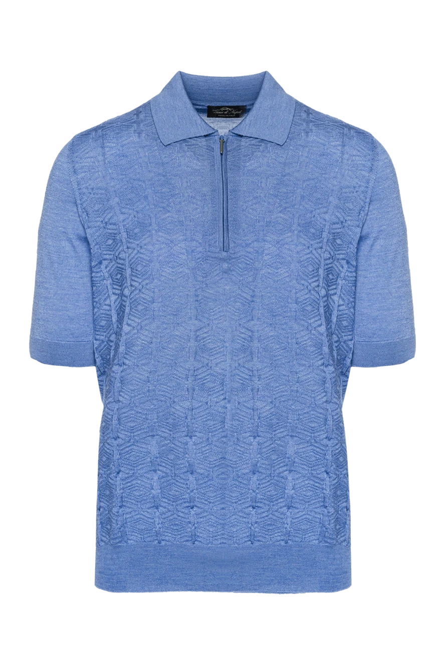 Cesare di Napoli man blue silk polo for men купить с ценами и фото 151630 - photo 1