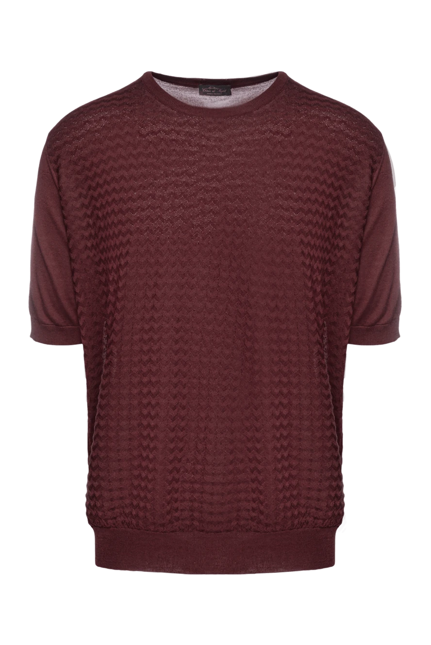 Cesare di Napoli man silk short sleeve jumper burgundy for men купить с ценами и фото 151639 - photo 1