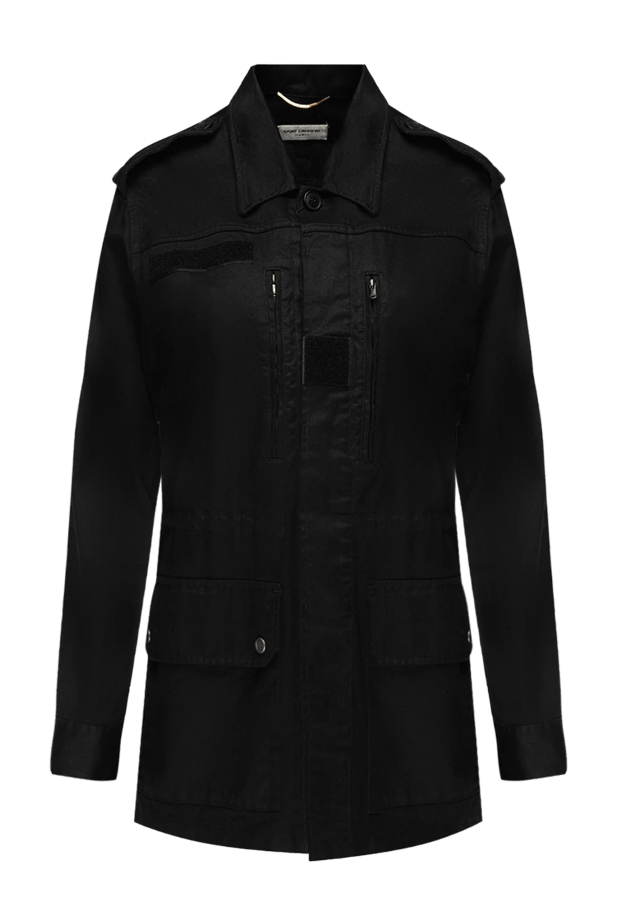 Saint Laurent woman women's cotton and ramie windbreaker, black купить с ценами и фото 151654 - photo 1