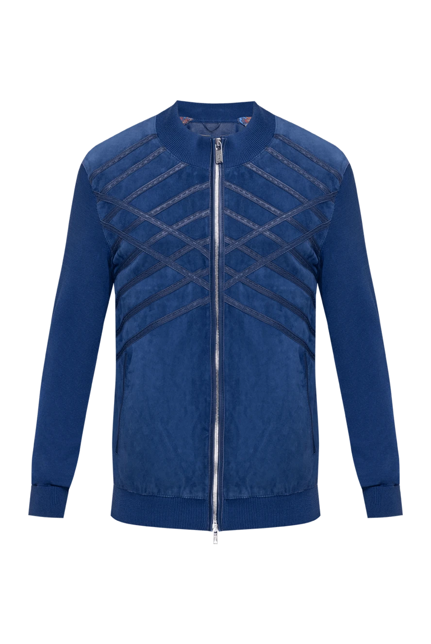 Torras кардиган мужской из замши и шерсти синий 151808 - фото 1