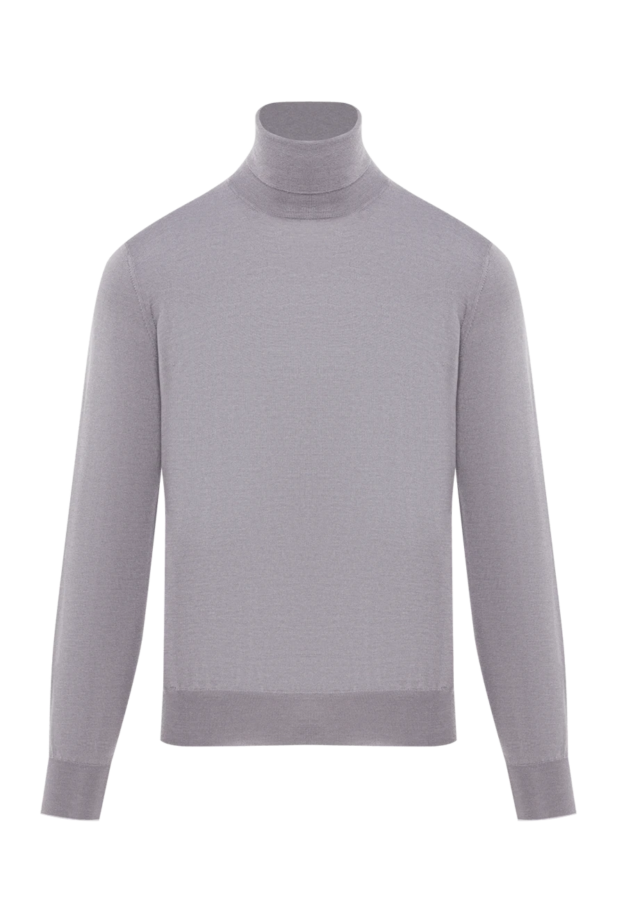 Brunello Cucinelli гольф мужской из кашемира и шелка серый 151920 - фото 1