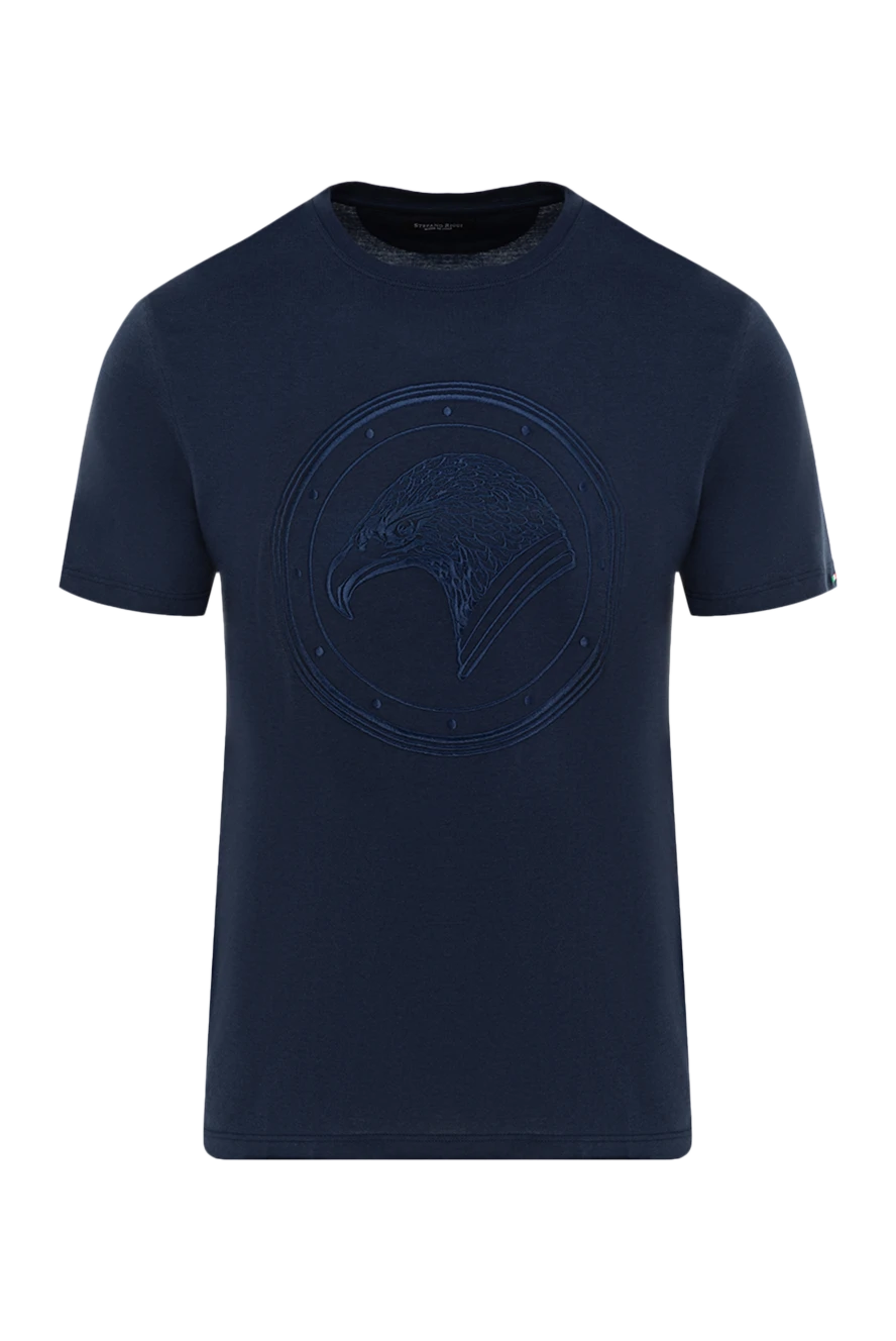 Stefano Ricci футболка из хлопка и модала синяя мужская 152242 - фото 1