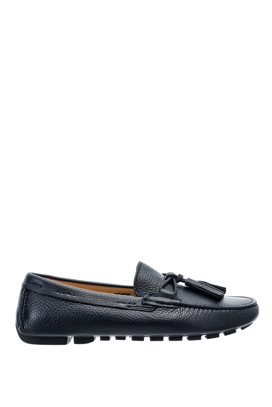 Cesare di Napoli man moccasins for men made of blue leather купить с ценами и фото 152403 - photo 1