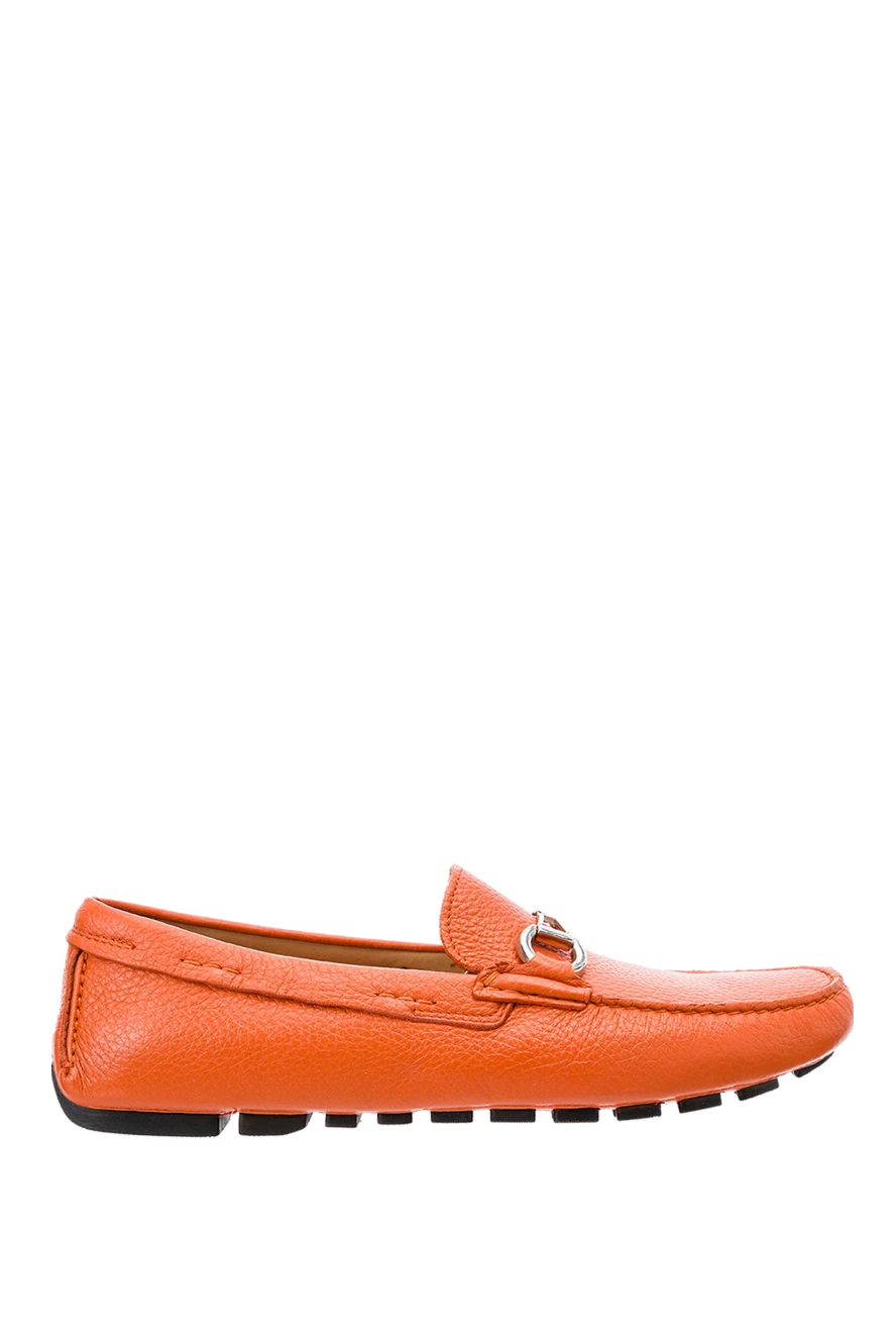 Cesare di Napoli man men's moccasins made of orange leather купить с ценами и фото 152406 - photo 1