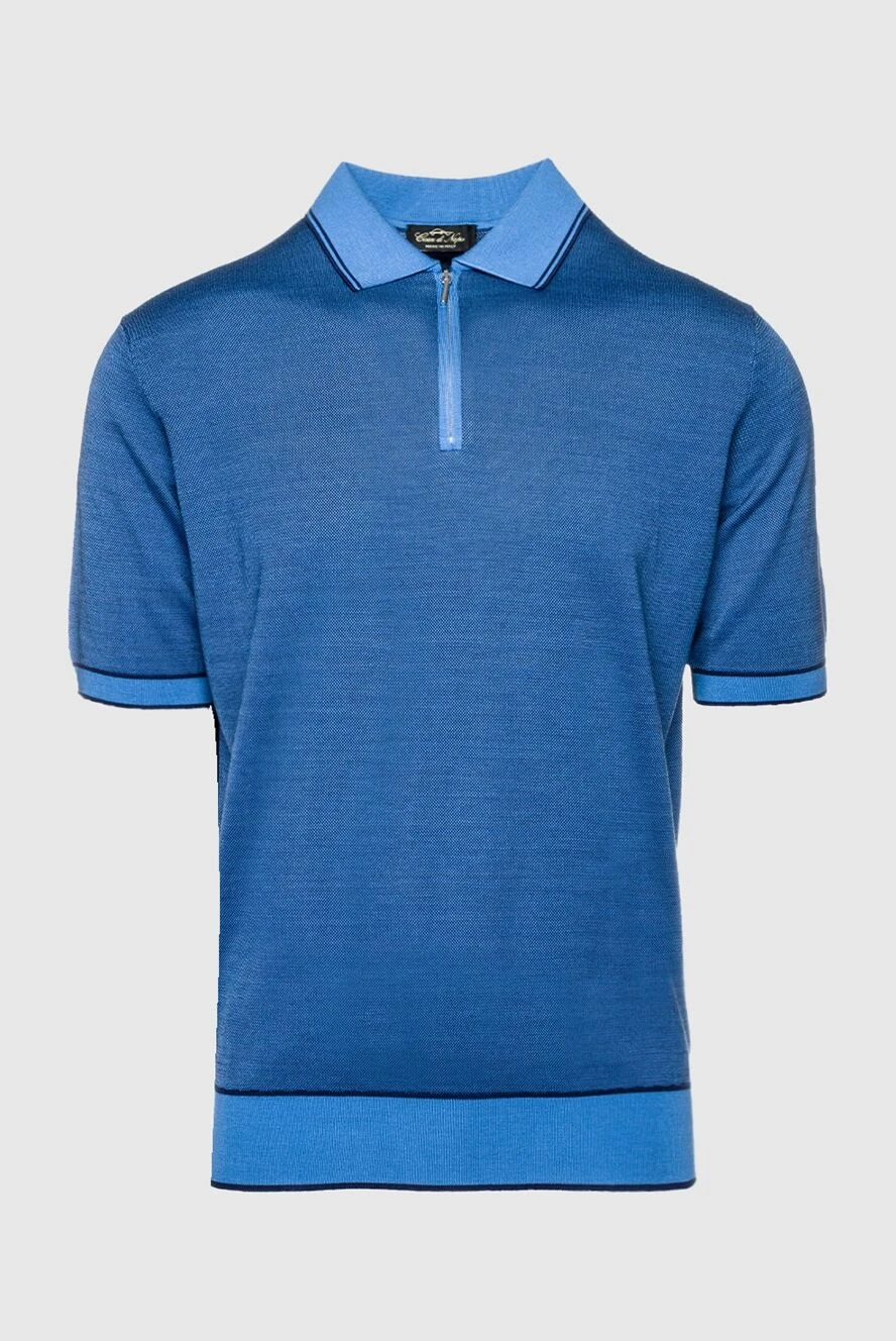 Cesare di Napoli man blue silk polo for men купить с ценами и фото 152445 - photo 1