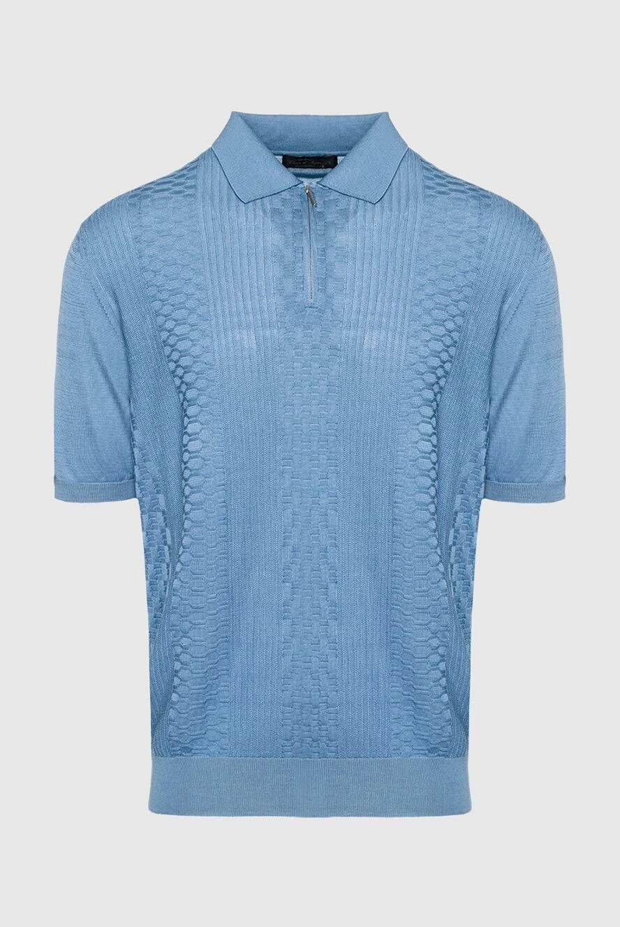 Cesare di Napoli man blue silk polo for men купить с ценами и фото 152459 - photo 1