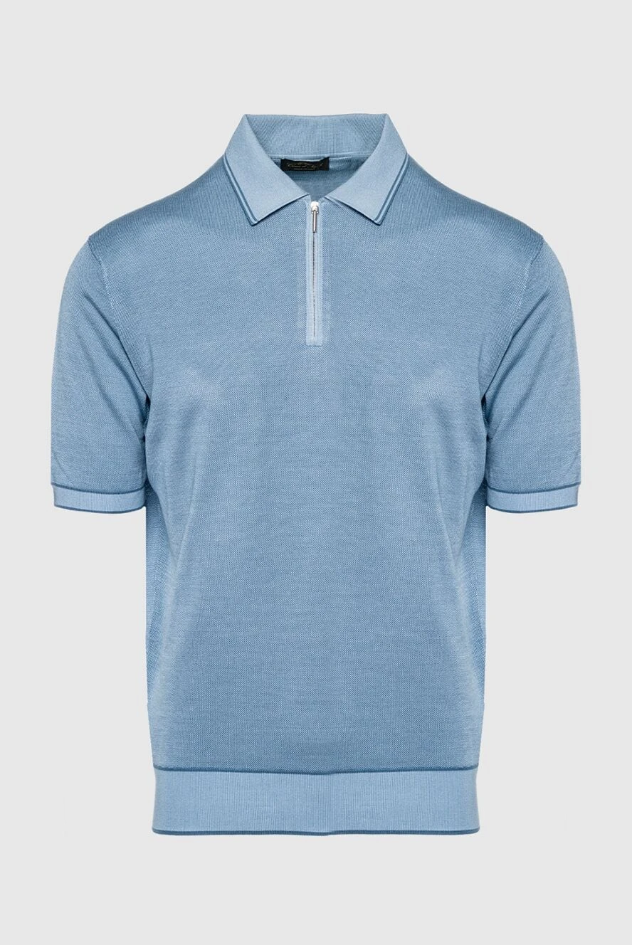 Cesare di Napoli man blue silk polo for men купить с ценами и фото 152463 - photo 1