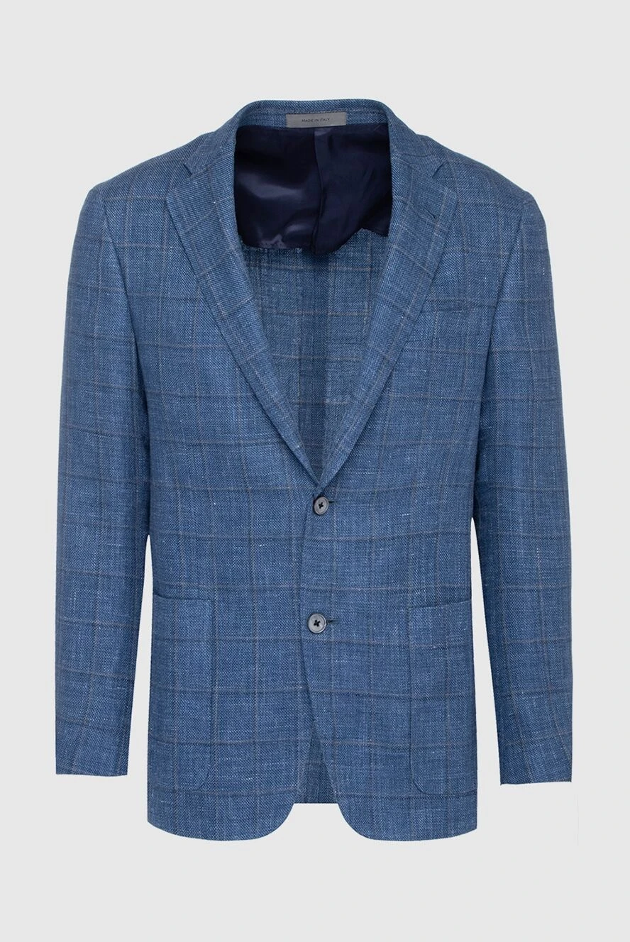 Corneliani man men's blue linen and wool jacket купить с ценами и фото 152493 - photo 1