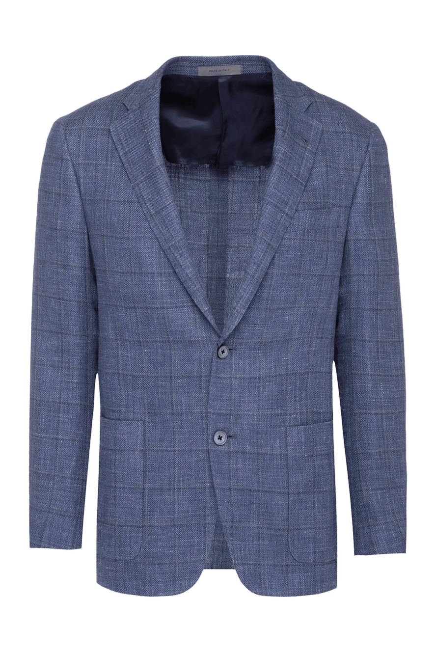 Corneliani man men's blue linen and wool jacket 152493 - photo 1