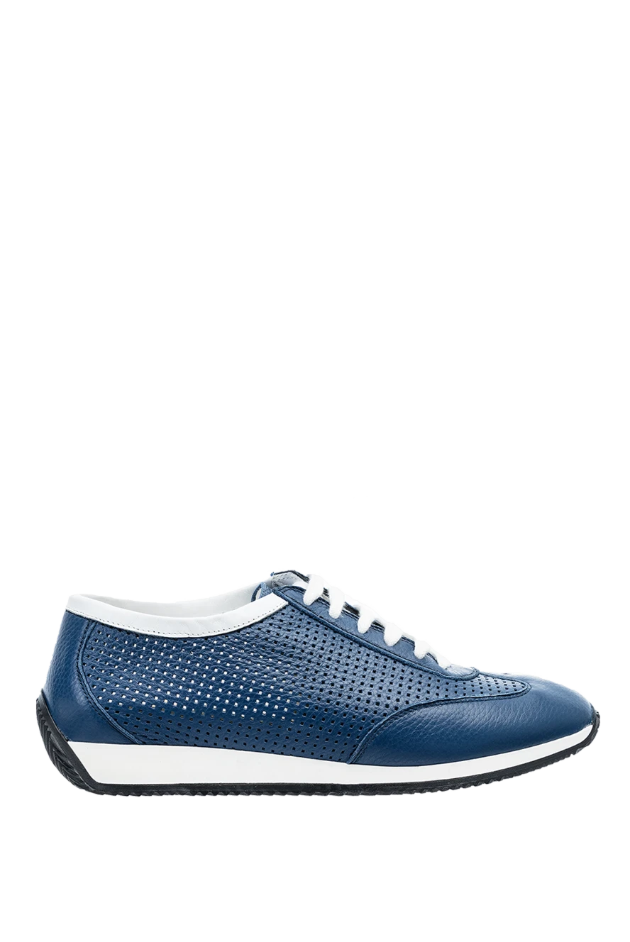 Cesare di Napoli man blue leather sneakers for men купить с ценами и фото 152652 - photo 1