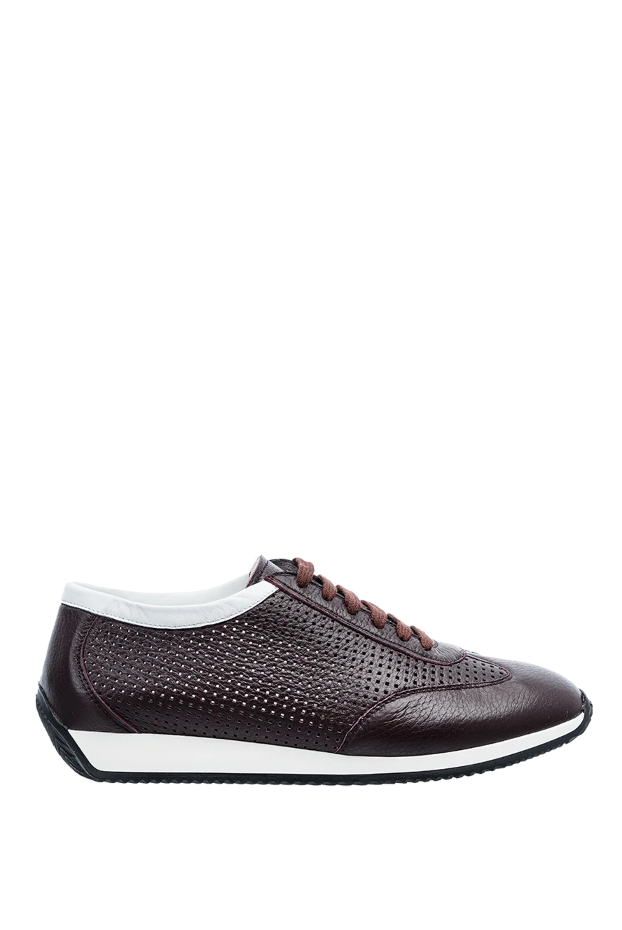 Cesare di Napoli man burgundy leather sneakers for men купить с ценами и фото 152653 - photo 1