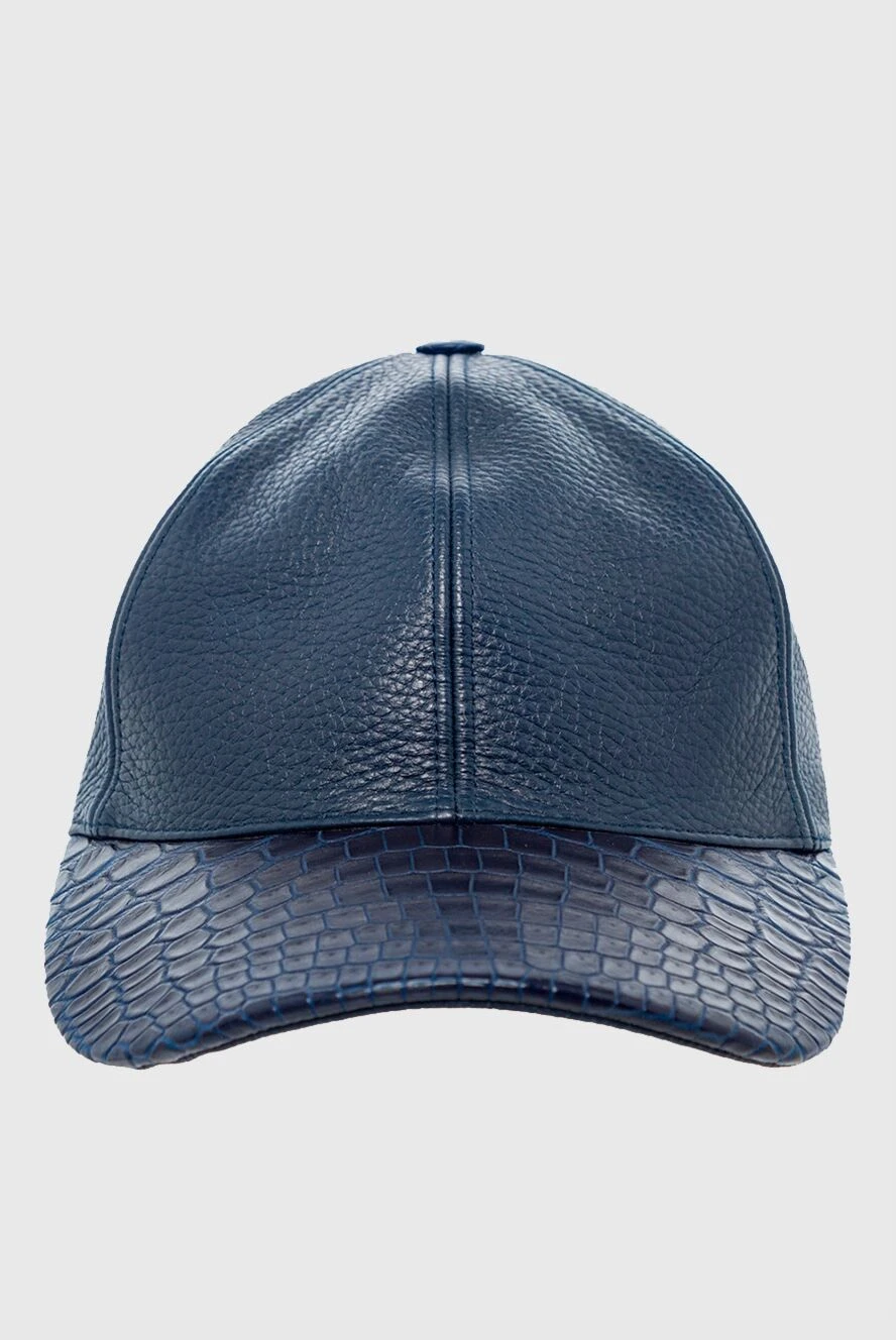 Cesare di Napoli man cap made of crocodile skin and genuine leather blue for men купить с ценами и фото 152662 - photo 1