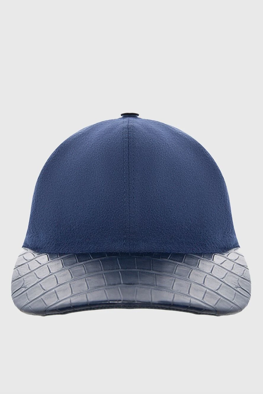 Cesare di Napoli man blue crocodile and cashmere cap for men купить с ценами и фото 152663 - photo 1