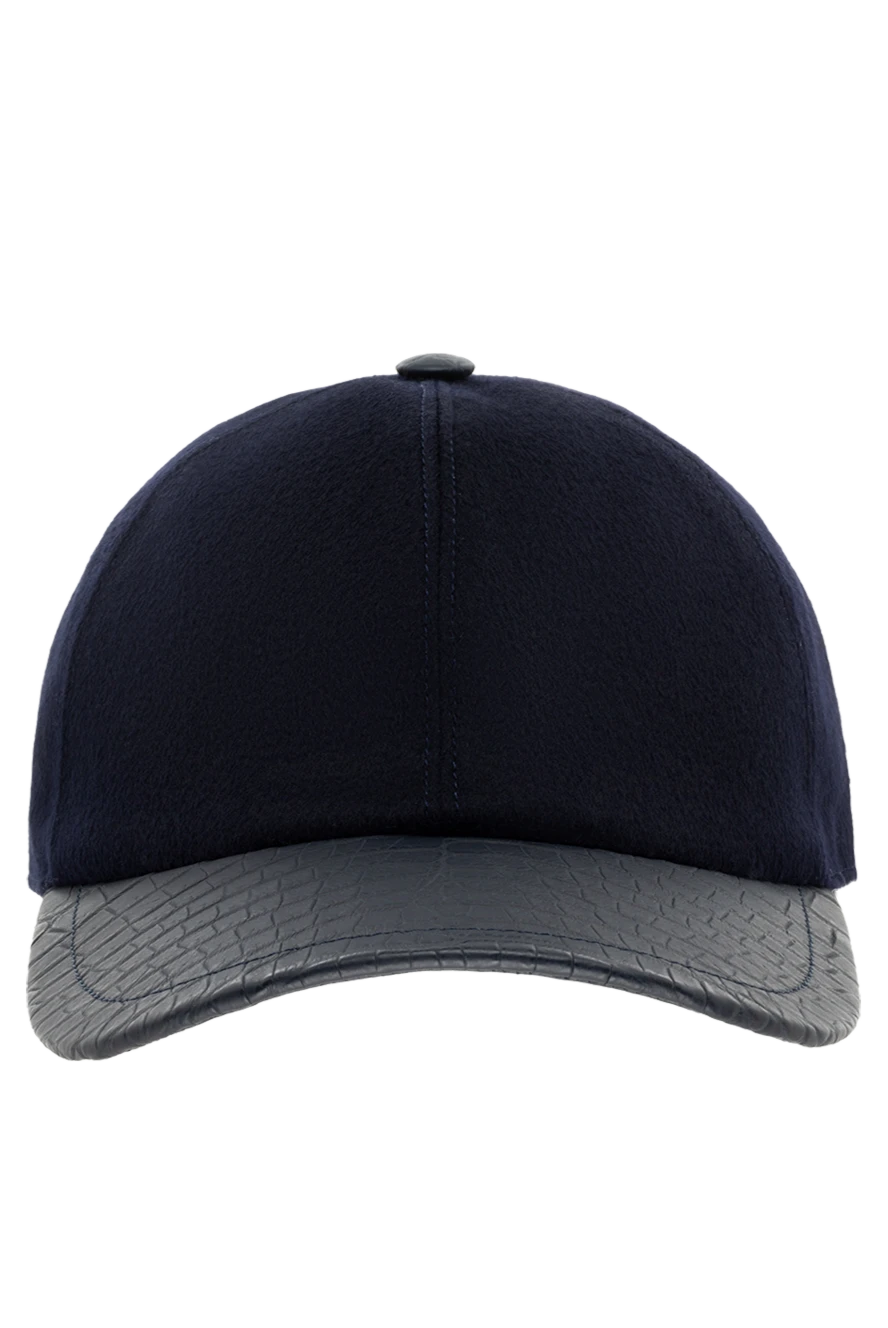 Cesare di Napoli man blue alligator and cashmere cap for men купить с ценами и фото 152737 - photo 1