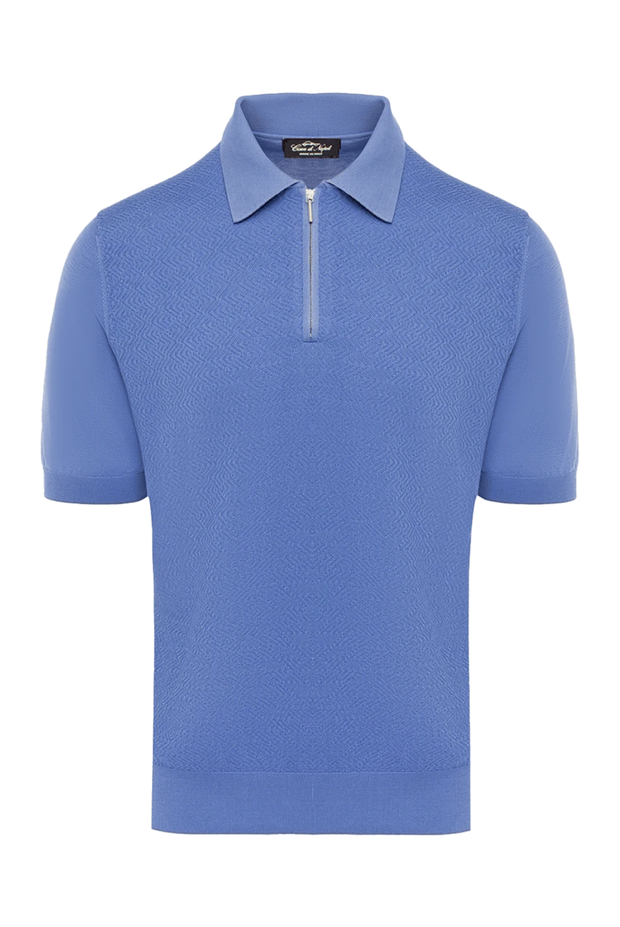 Cesare di Napoli man blue silk polo for men купить с ценами и фото 152747 - photo 1