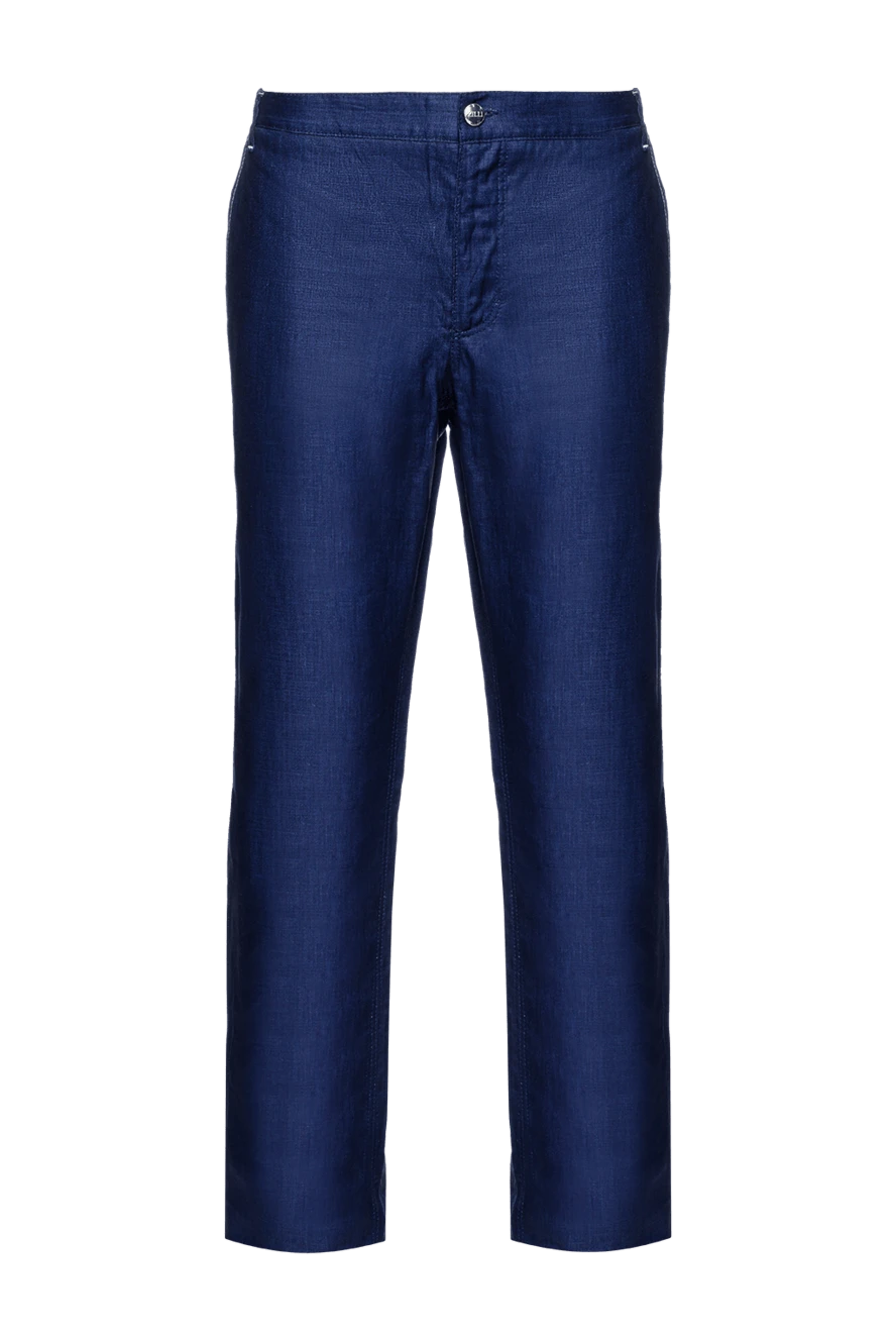 Zilli man men's blue linen trousers купить с ценами и фото 152768 - photo 1