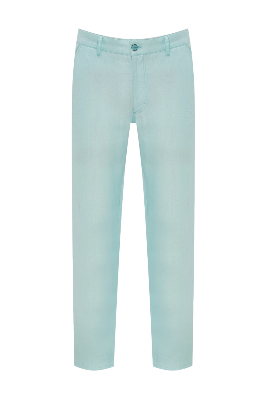 Zilli man men's blue linen trousers купить с ценами и фото 152773 - photo 1