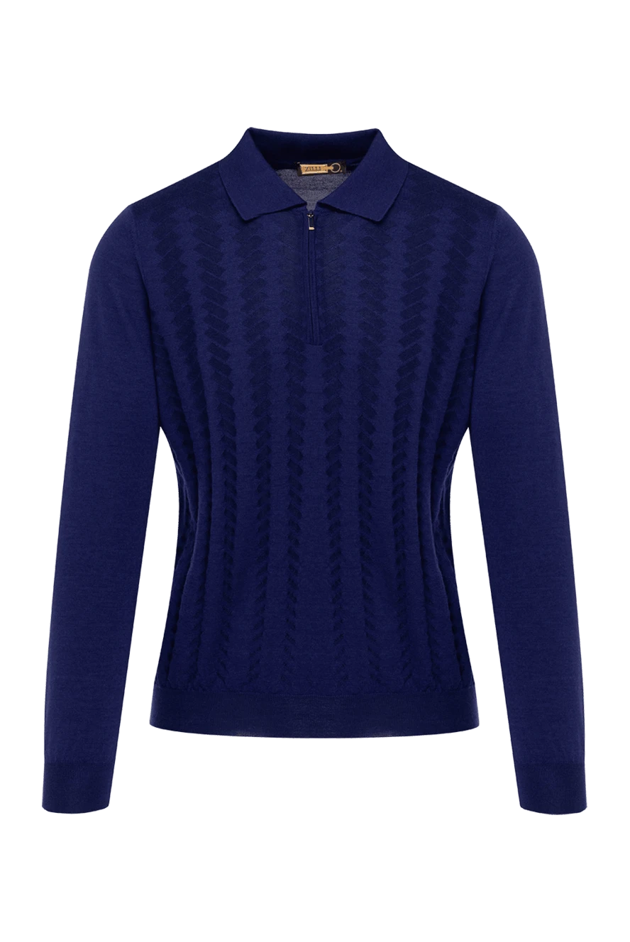 Zilli man long sleeve polo in silk and cashmere blue for men купить с ценами и фото 152946 - photo 1