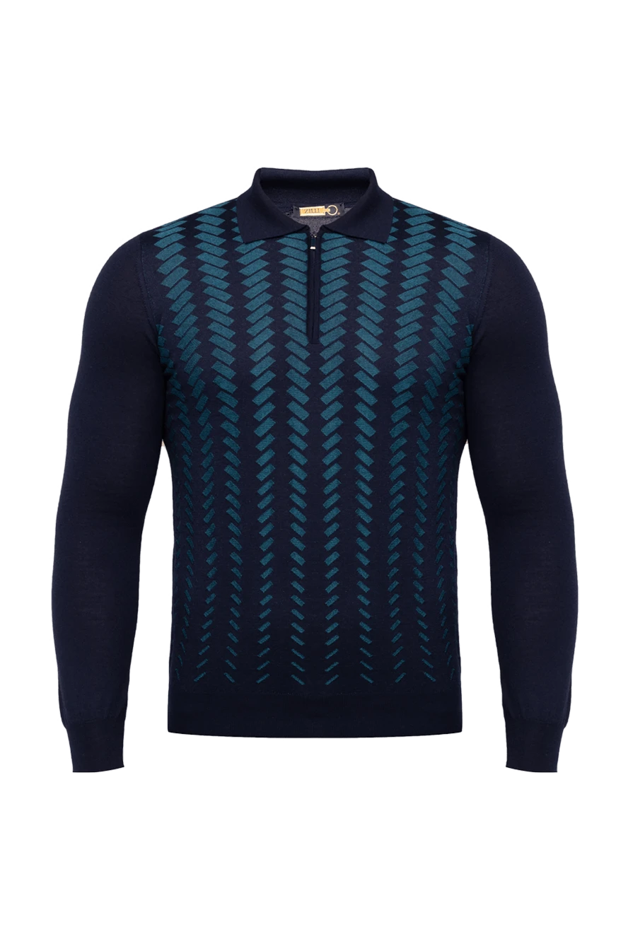 Zilli man long sleeve polo in silk and cashmere blue for men купить с ценами и фото 152978 - photo 1