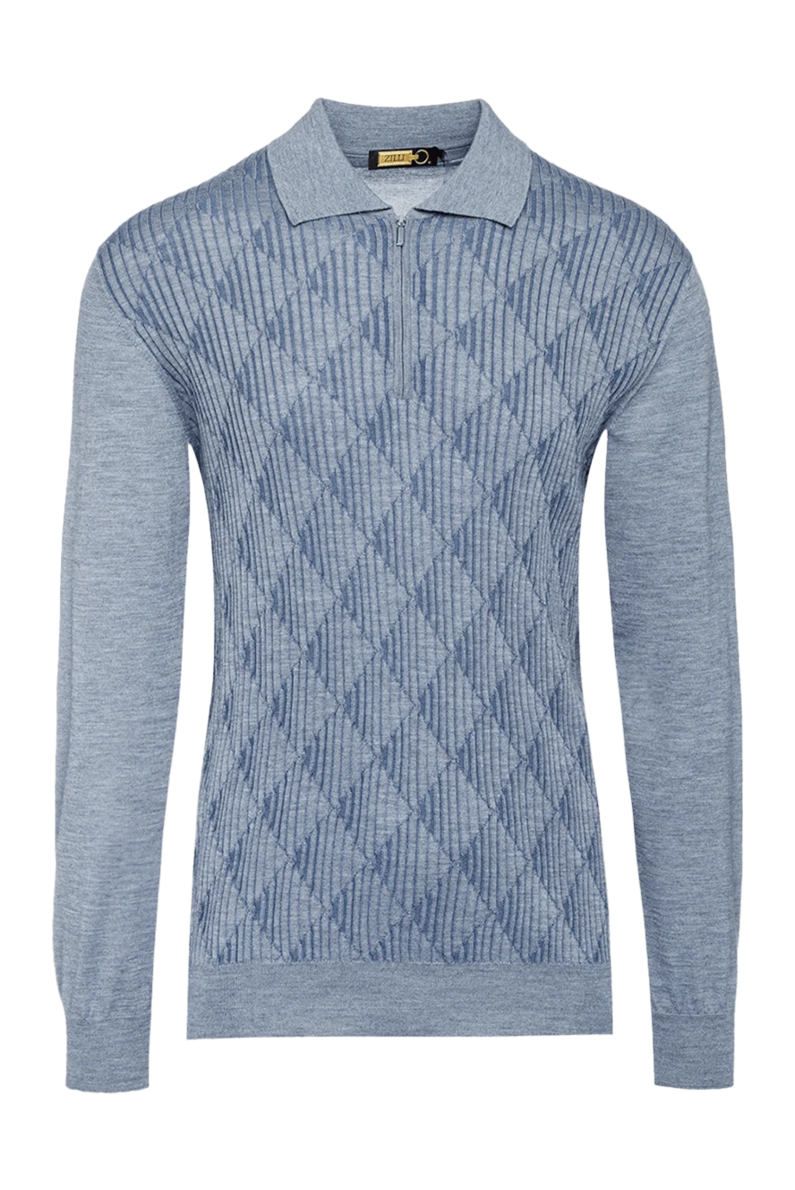 Zilli man men's long sleeve cashmere and silk polo blue купить с ценами и фото 153004 - photo 1