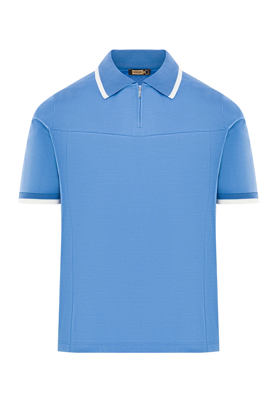 Zilli поло хлопковое синее с контрастной тесьмой мужское 153009 - фото 1