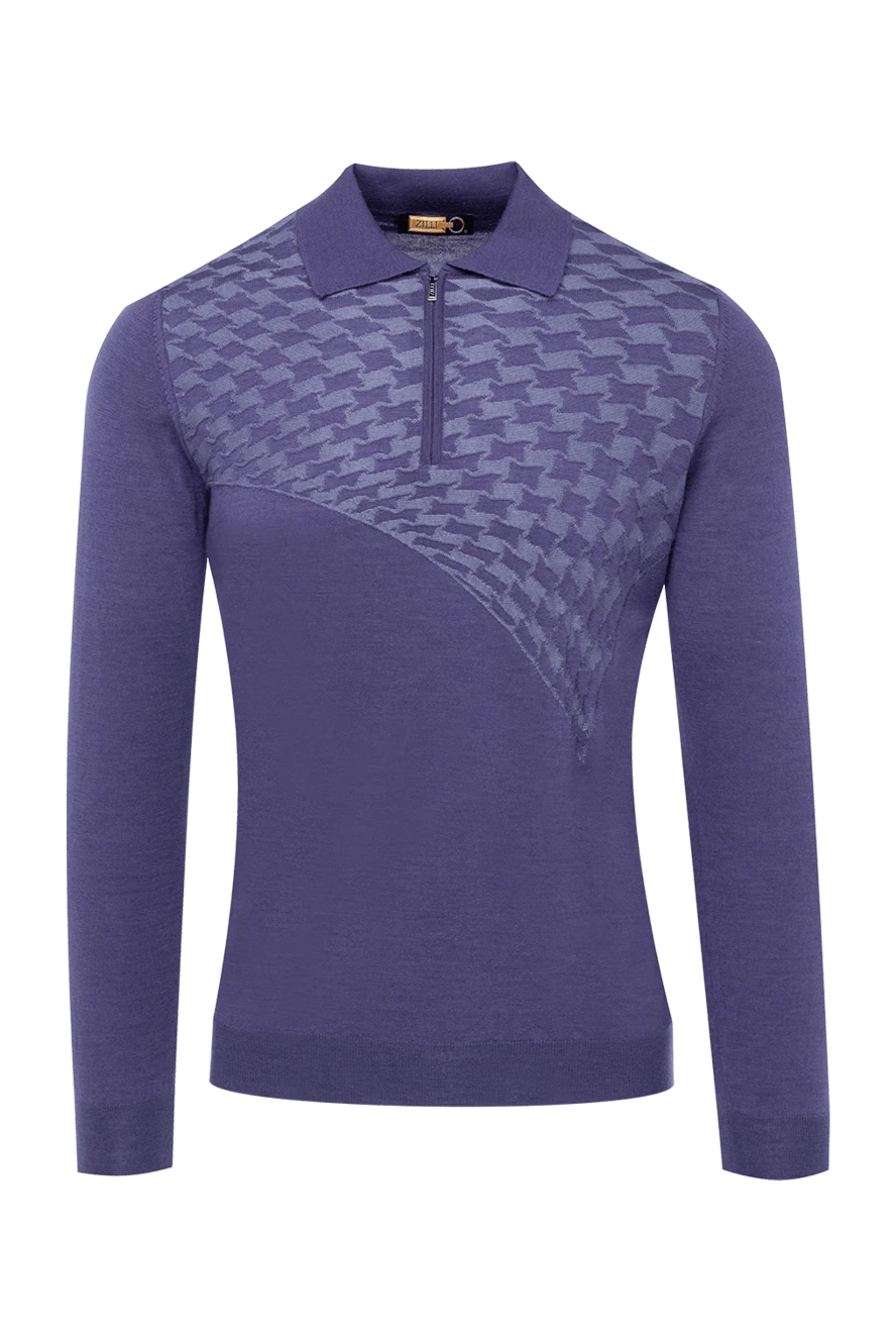 Zilli man men's long sleeve silk and cashmere polo shirt purple купить с ценами и фото 153013 - photo 1