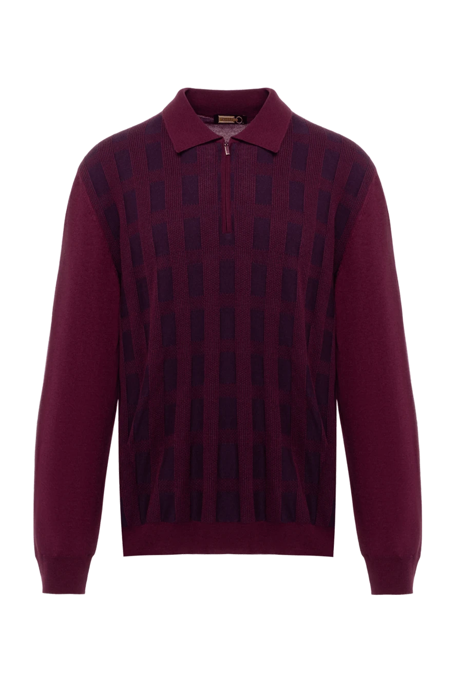 Zilli man men's long sleeve silk and cashmere polo, burgundy купить с ценами и фото 153021 - photo 1