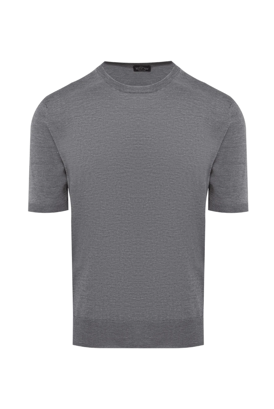 Cesare di Napoli man short sleeve jumper in silk and cotton gray for men купить с ценами и фото 153159 - photo 1