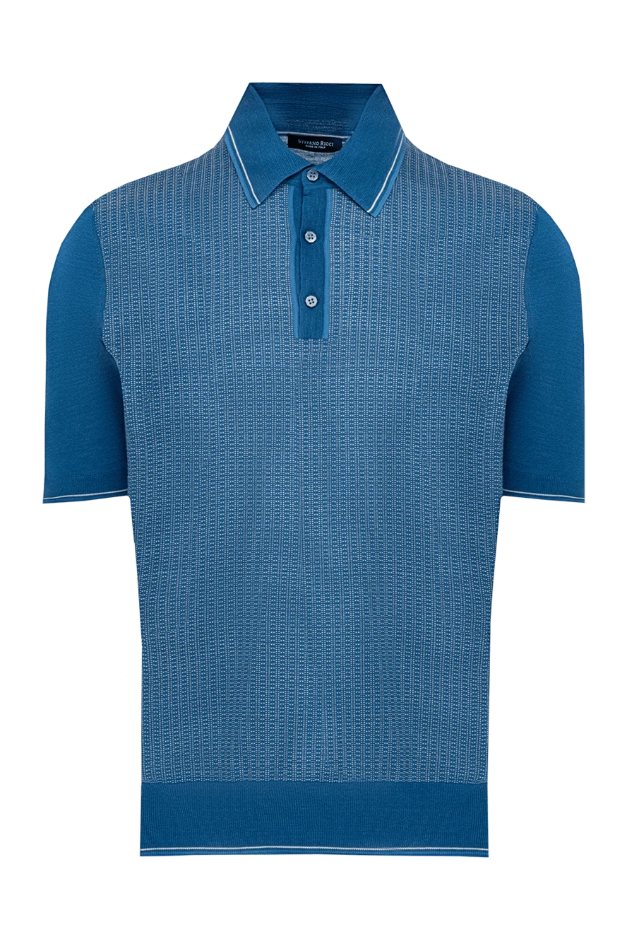 Stefano Ricci поло из шелка в глубоком синем цвете с микрожаккардовым рисунком
153176 - фото 1