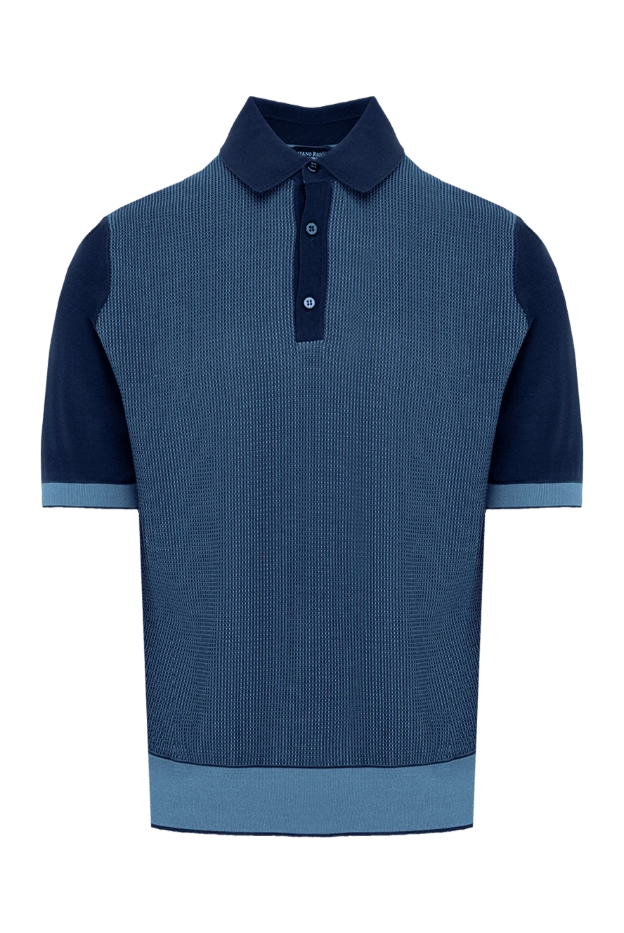 Stefano Ricci поло из шерсти и шелка синее мужское 153181 - фото 1