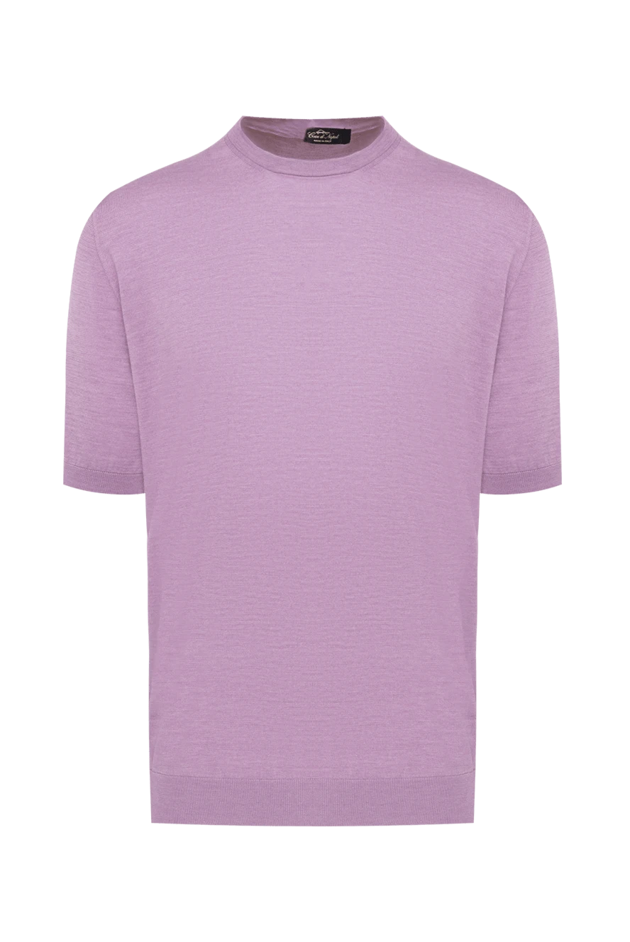 Cesare di Napoli man short sleeve jumper in cotton and silk purple for men купить с ценами и фото 153300 - photo 1