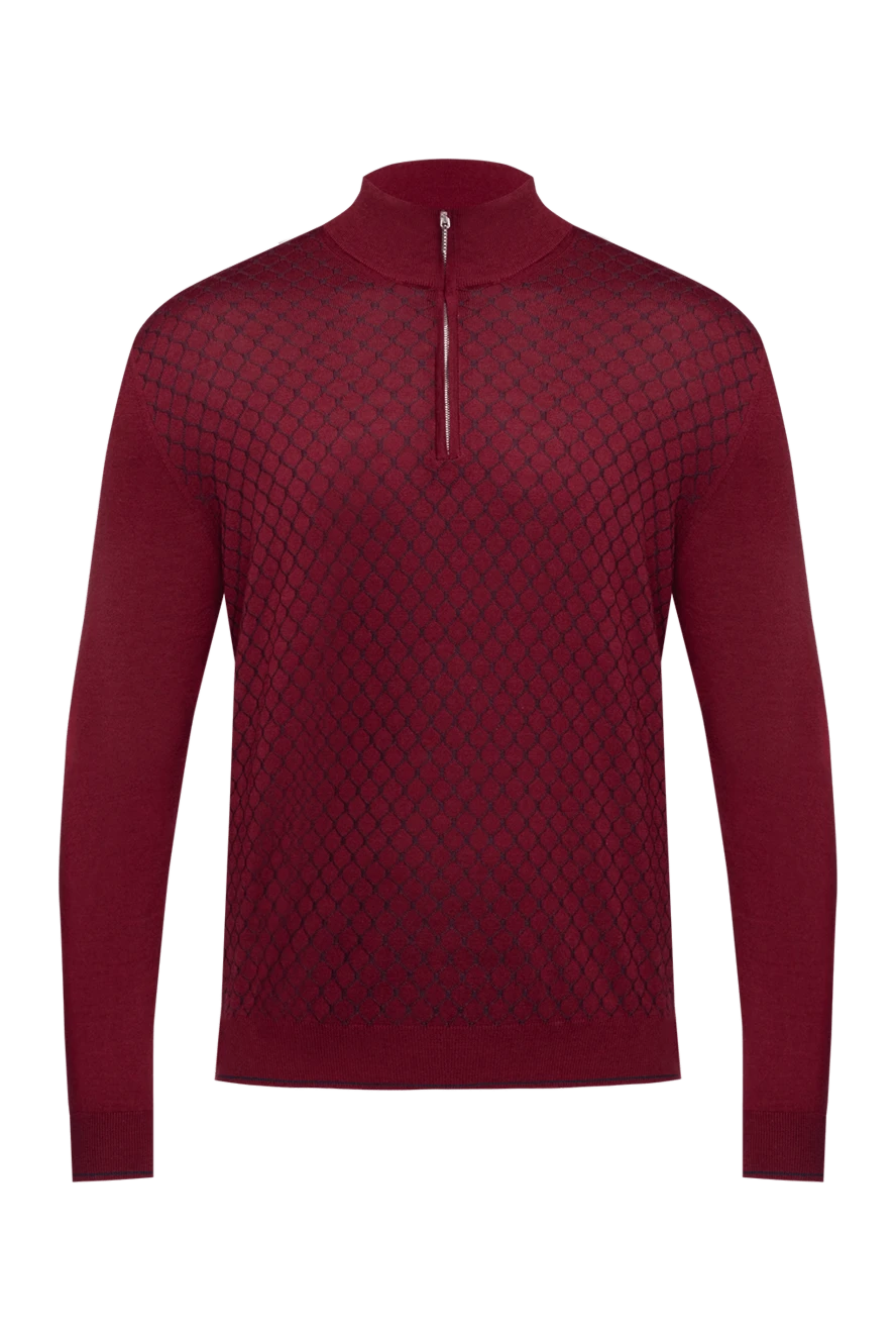 Cesare di Napoli man long sleeve polo in silk and cashmere burgundy for men купить с ценами и фото 153318 - photo 1