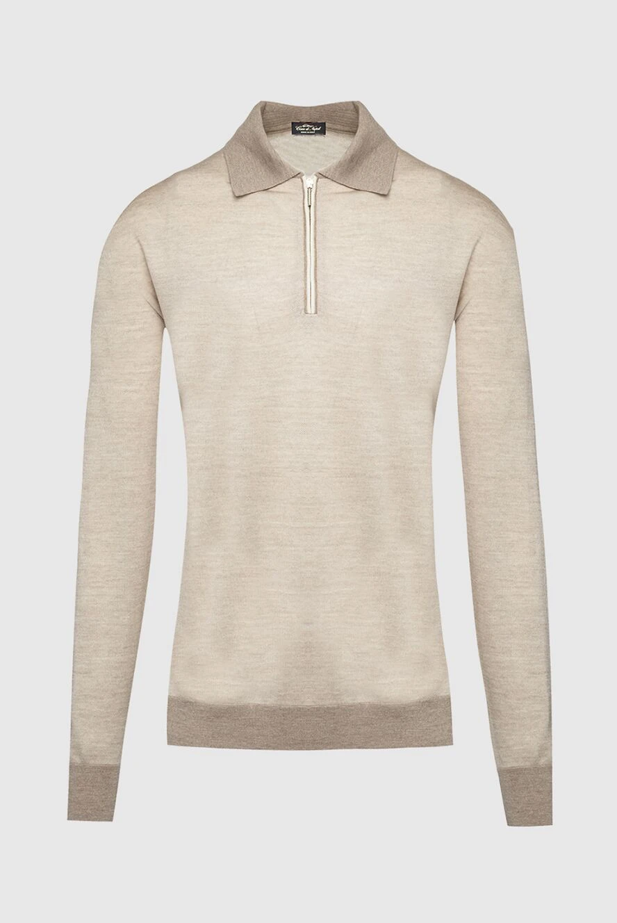 Cesare di Napoli man long sleeve polo in silk and cashmere beige for men купить с ценами и фото 153325 - photo 1