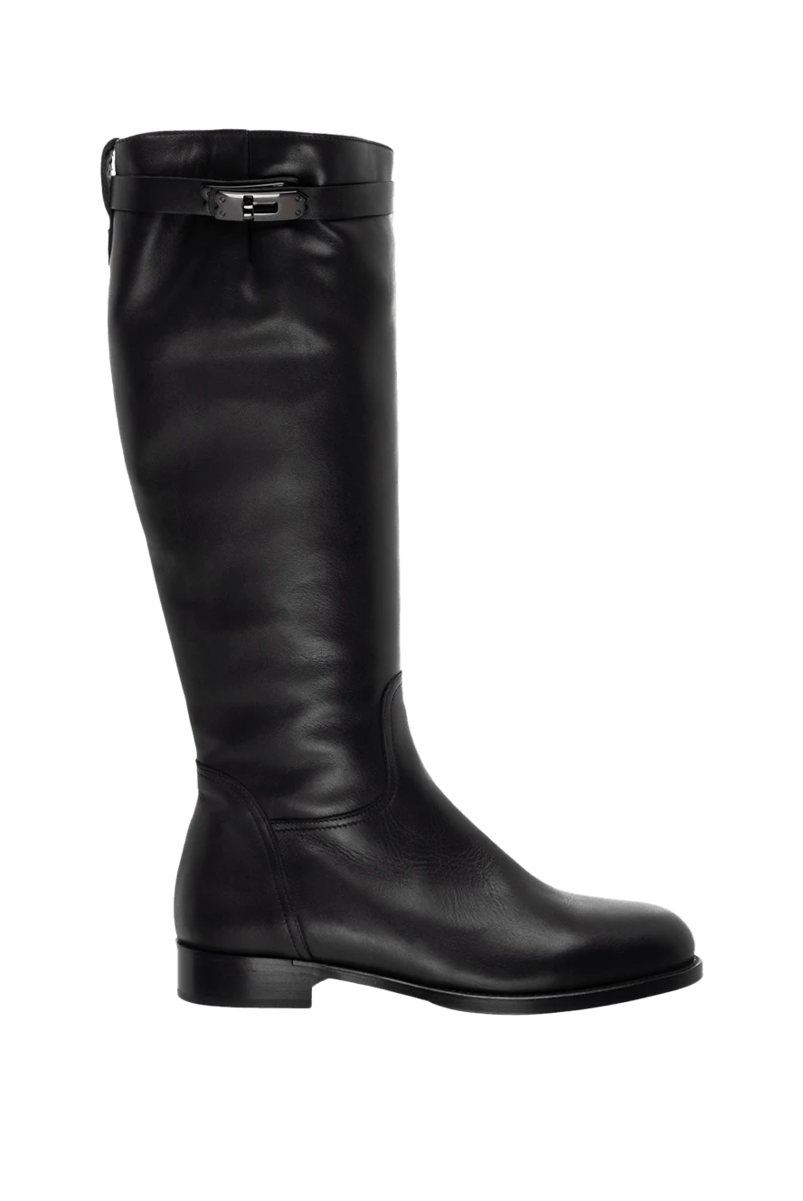 Fleur de Paris woman black leather and fur boots for women купить с ценами и фото 153351 - photo 1