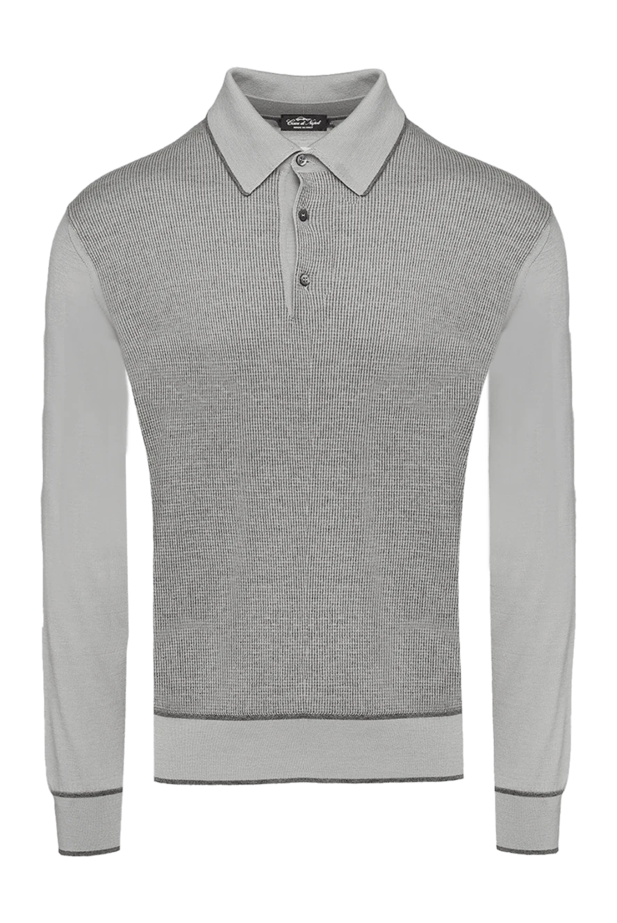 Cesare di Napoli man long sleeve polo in silk and cashmere gray for men купить с ценами и фото 153373 - photo 1