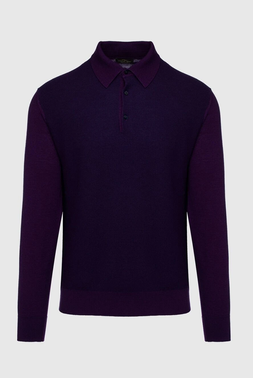 Cesare di Napoli man long sleeve polo in silk and cashmere violet for men купить с ценами и фото 153380 - photo 1