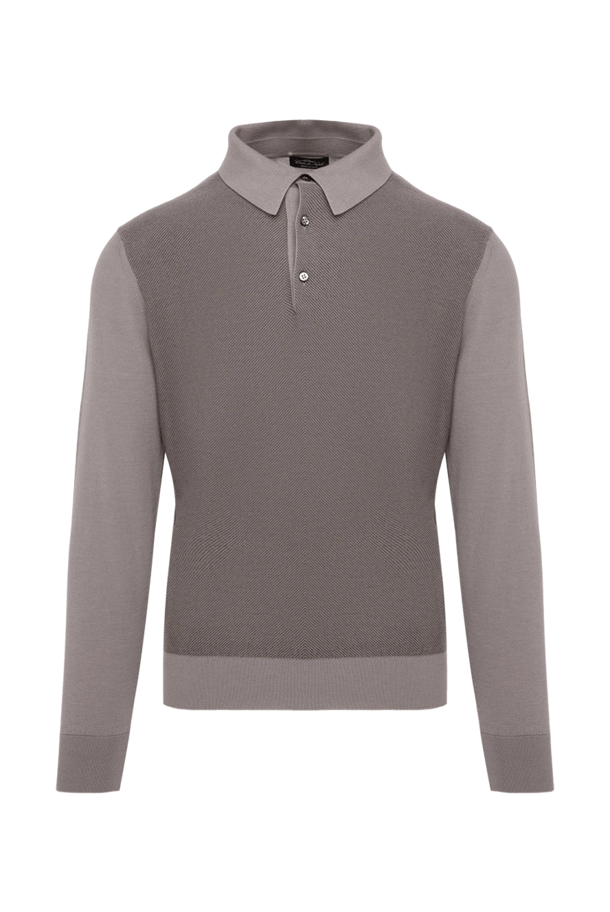 Cesare di Napoli man long sleeve polo in silk and cashmere gray for men купить с ценами и фото 153382 - photo 1