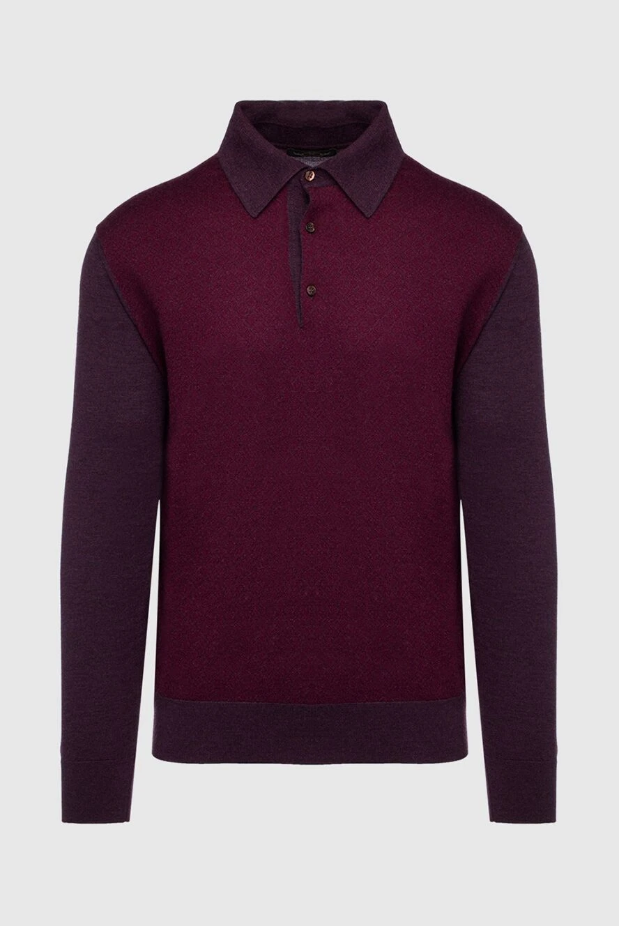 Cesare di Napoli man long sleeve polo in silk and cashmere burgundy for men купить с ценами и фото 153390 - photo 1