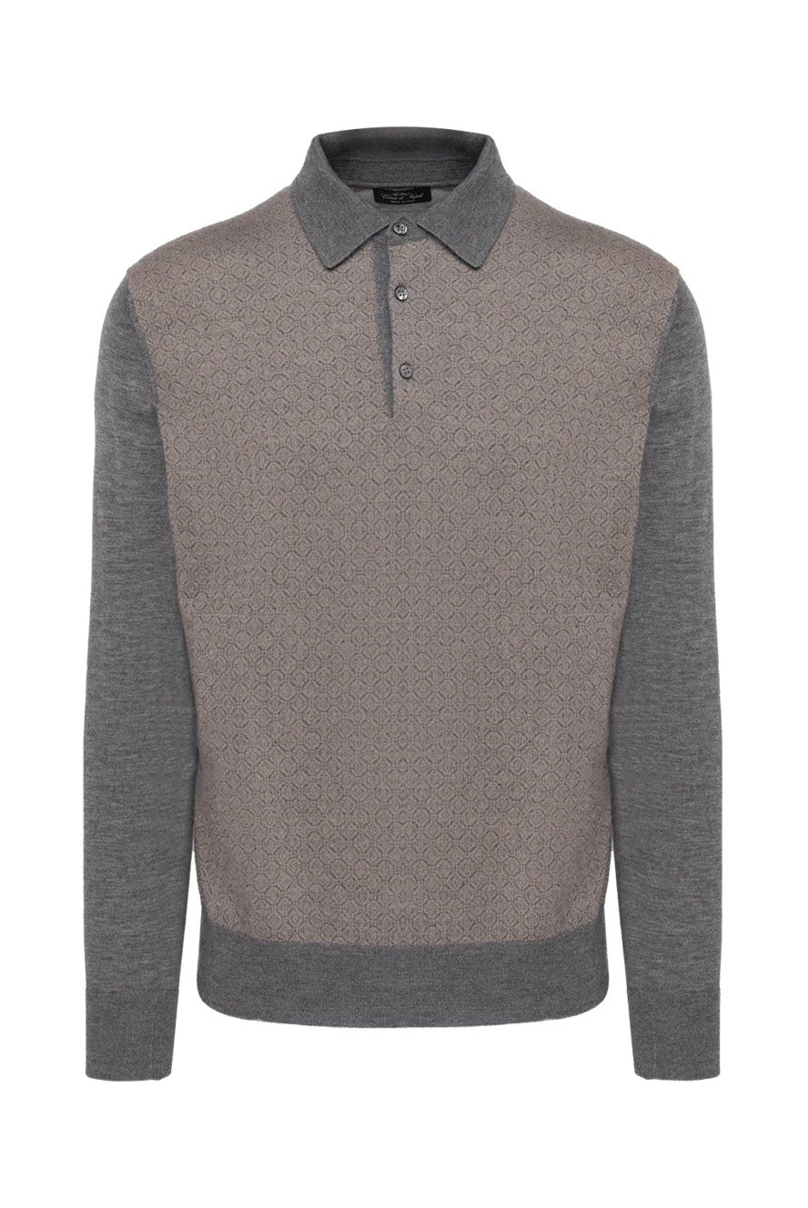 Cesare di Napoli man polo with long sleeves made of silk and cashmere, beige for men купить с ценами и фото 153391 - photo 1