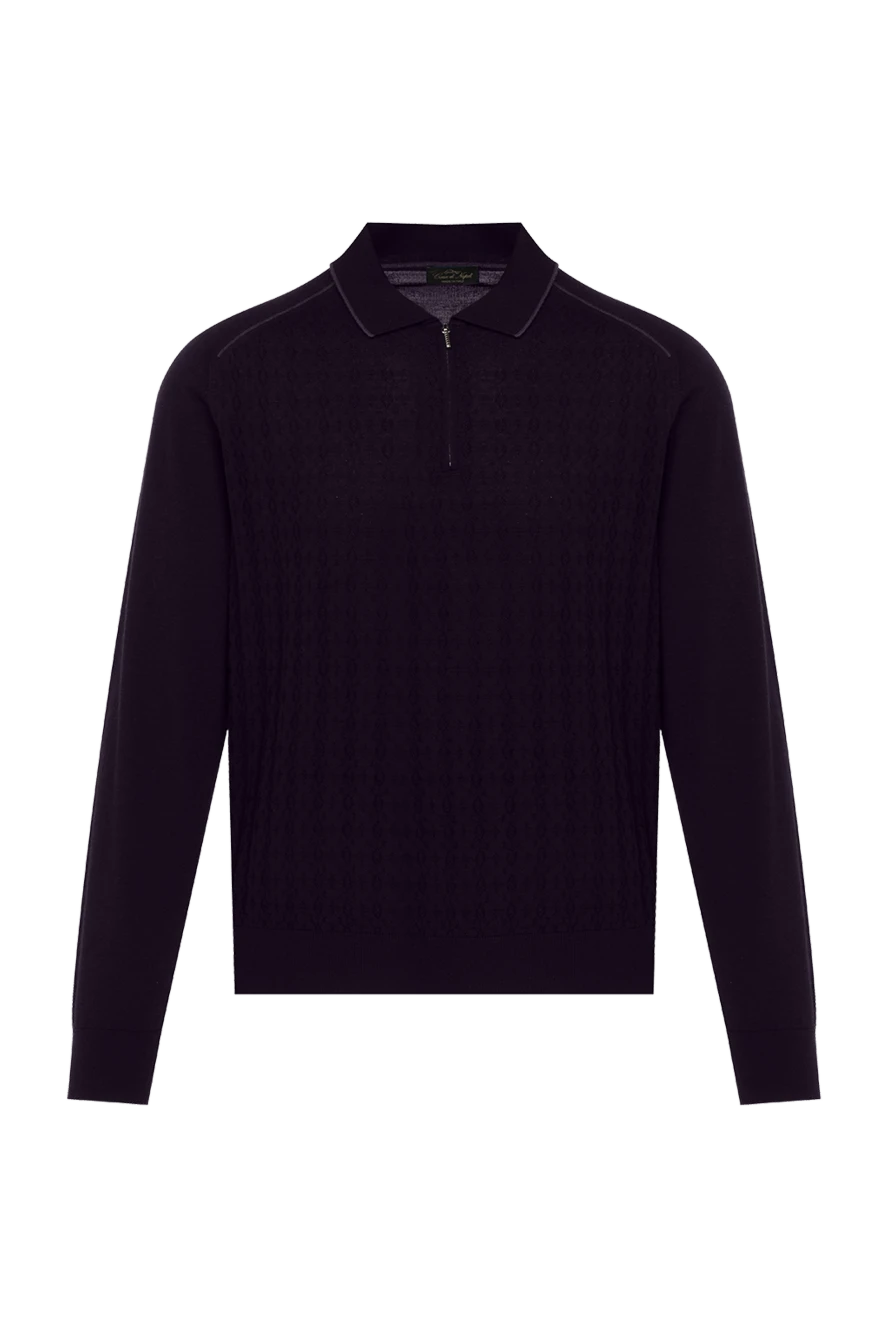 Cesare di Napoli man long sleeve polo in silk and cashmere violet for men купить с ценами и фото 153413 - photo 1