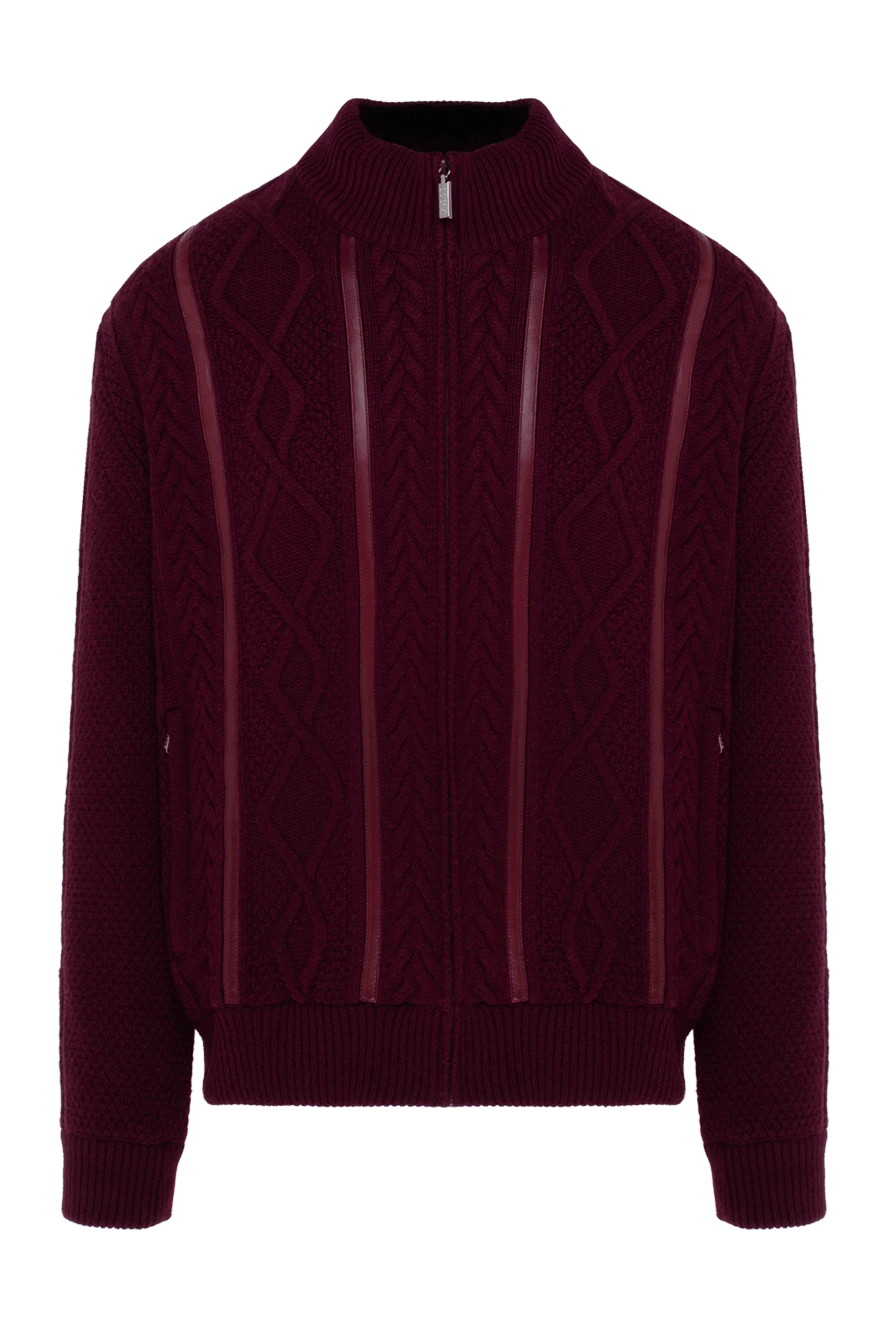 Zilli man men's cardigan made of cashmere, silk and natural fur, burgundy купить с ценами и фото 153469 - photo 1